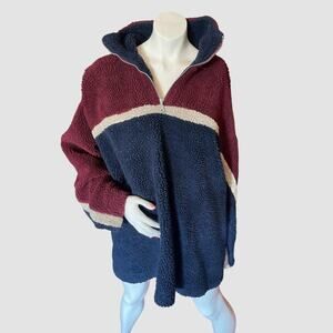 90s 00s Oversized Navy Burgundy Colorblock Pullover sweater